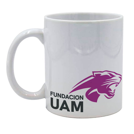 TAZA BLANCA CON MORADO FUNDACIÓN UAM