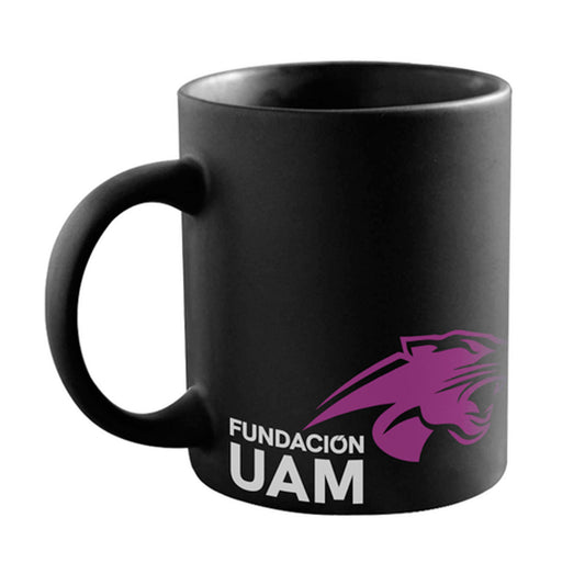 TAZA NEGRA CON MORADO FUNDACIÓN UAM