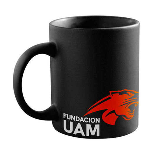 TAZA NEGRA CON NARANJA FUNDACIÓN UAM