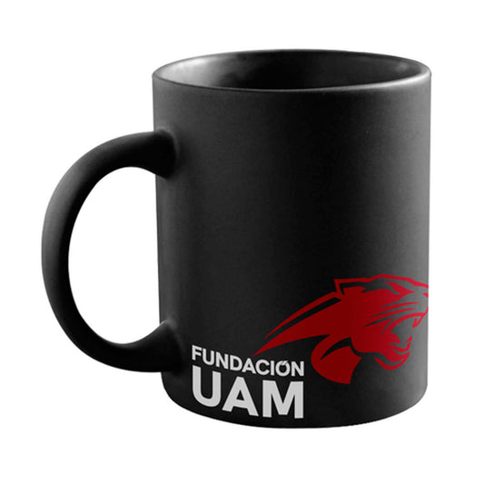 TAZA NEGRA CON ROJO FUNDACIÓN UAM